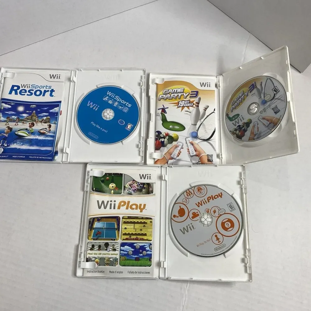 Wii Sports, Wii Game Party 3, Wii Play Lot Of 3 Tested And Works